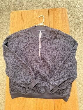 Fabletics Leopard Print Quarter Zip Pullover XXL Cozy Athleisure